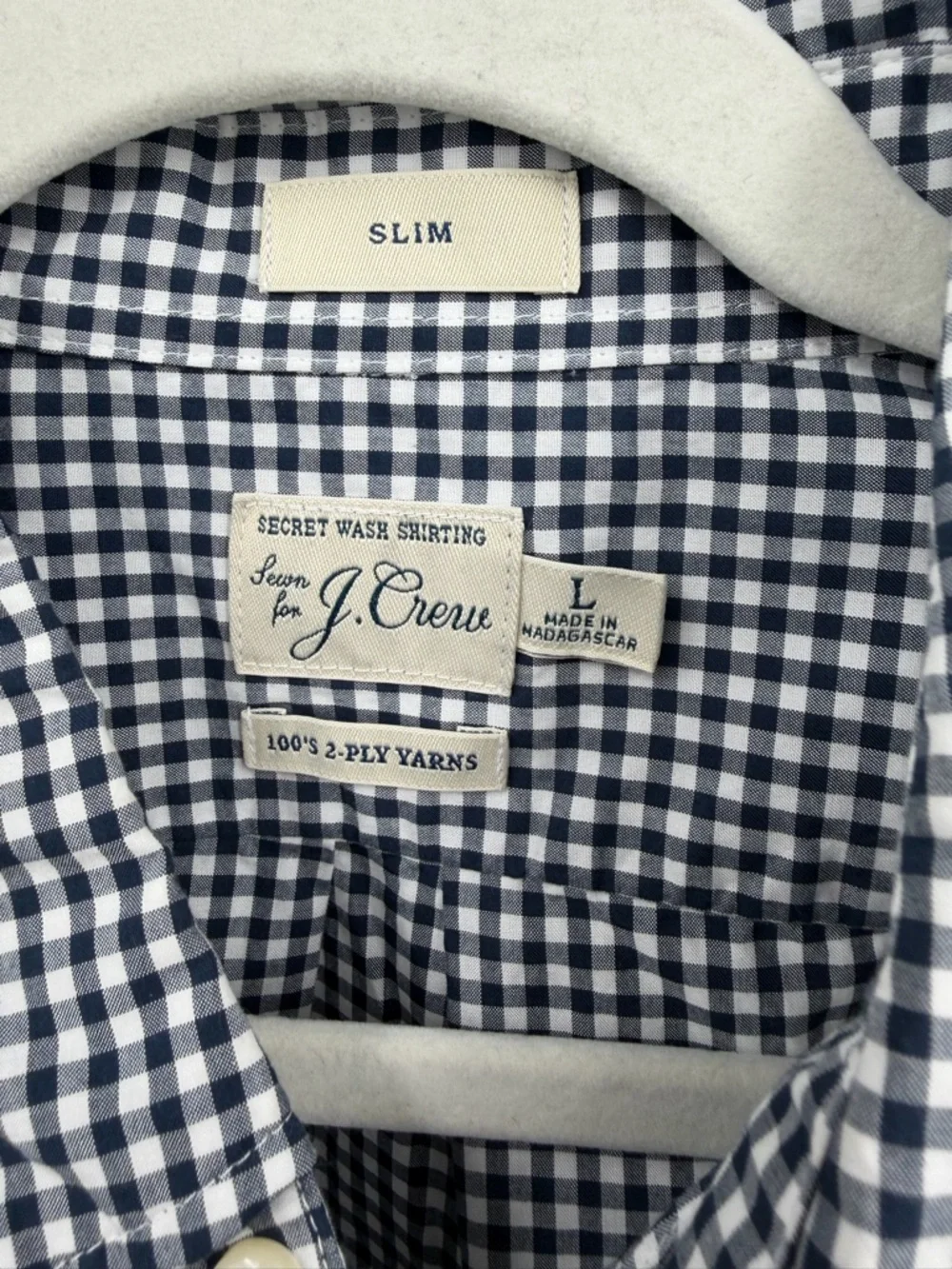 J.Crew Men's Secret Wash Cotton Poplin Shirt Sz L BJ745 slim‎ 100’s 2 ply yarns